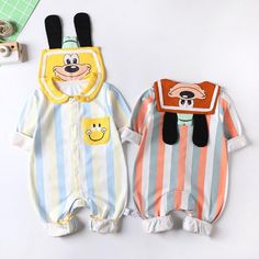 *Title: Baby Striped Puppy Sailor Collar Jumpsuit Children's Clothing*Ketword tag: solid color baby onesies bulk* Fabric: Cotton * Season: Spring * Package Include: 1 Pieces * Thickness: Regular * Care Label: On the outside Spring Cartoon Print Onesie For Playwear, Spring Onesie With Cartoon Print For Playwear, White Cartoon Print Jumpsuits For Spring, White Cartoon Print Jumpsuits And Rompers For Spring, Cute Cartoon Print Jumpsuits And Rompers For Playtime, Cute Multicolor Playtime Bodysuit, Cotton Cartoon Print Onesie For Bedtime, Multicolor Cartoon Print Onesie For Playwear, Playful Cartoon Print Onesie For Bedtime