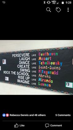 a bulletin board with words written on it