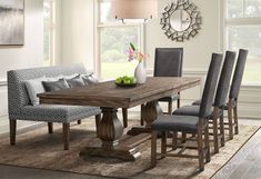 Rustic Dining Room Sets, Settee Dining, Rustic Dining Room, Rectangle Dining Table, Height Table, Nail Head, Dining Room Set, More Than Enough, Rectangular Dining Table