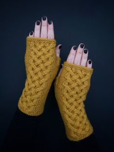 "Mustard Hand Knitted Fingerless Gloves, Knit Mittens, Mustard Color Gloves, Mitts, Gloves & Mittens, Gift For Her, For Women, Accessories READY TO SHIP These unique hand knitted accessory can be a wonderful accent to Your clothes :) Gloves are: length: 22 cm (8.5 inches); circumference of the wrist: 18 cm (7\"). fiber composition: 60% wool, 40% acrylic; color in picture: mustard; size: M  This is my own design. I recommend hand washing in lukewarm water and air drying. This item was knitted in Fitted Knitting Patterns For Winter, Knitted Fingerless Gloves, Fingerless Gloves Knitted, Mustard Color, Knit Mittens, Knitted Gloves, Knitting Accessories, Knitting Women, Crocheted Item