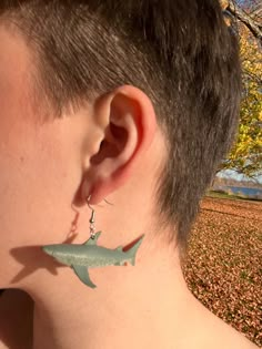 photograph of ear with large shark earring Shark Earings, Cute Shark Stuff, Shark Clothes, Shark Outfit, Miss Frizzle, Types Of Sharks, Shark Decor, Shark Gifts, Novelty Earrings