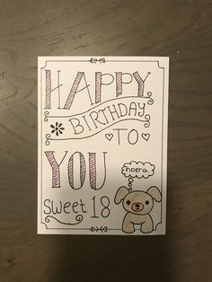 Aesthetic Birthday Cards Inside, Birthday Card For Guy Friend, Things To Draw For Someones Birthday, Happy Birthday Cards Drawing, 18th Bday Card Ideas, Birthday Cards For 18th Birthday, Kartki Urodzinowe Diy Birthday Cards, Cute Birthday Drawings, Card For 18th Birthday