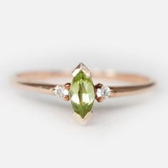 14k marquise peridot ring, august birthstone, marquise ring, peridot ring, green peridot ring, perid Peridot Engagement Rings, Gold Leaf Rings, Branch Ring, Leaf Engagement Ring, Marquise Ring, Detailed Engagement Ring, Chevron Ring, Etsy Gold Ring, Peridot Ring