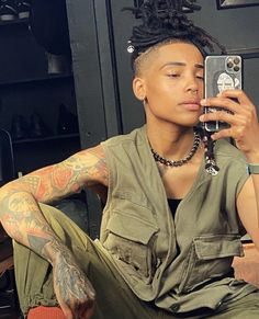 Lesbian Braided Hairstyles, Black Lesbian Hairstyles, Stud Undercut, Afropunk Futurism, Dreadlock Undercut, Stud Haircut, Stud Haircuts, Dread Hairstyles For Men