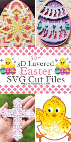 Svg Layered Free, Paper Crafts Svg, Easter Cricut, Svg Projects, Diy Seasonal Decor, 3d Crafts, Easter Paper Crafts, Layered Cards, Circuit Crafts