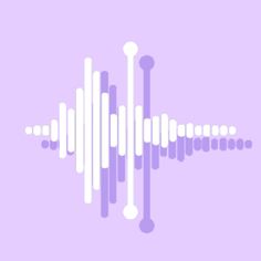 an abstract sound wave with white and purple colors on a light purple background in the style of pixel art