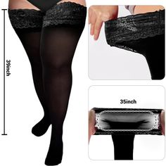 55D Semi Sheer Silicone Lace Stay Up Thigh Highs Pantyhose丨Moon Wood Black High Stretch Stockings For Party, Full Length Black Hosiery For Winter, Black Full Length Hosiery For Winter, High Stretch Thigh High Hosiery, Black Stretch Stockings For Winter, Elegant Black Stretch Stockings, Elegant Thigh High Legwear For Winter, Winter Stretch Black Stockings, Stretch Thigh High Hosiery