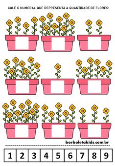 the numbers and symbols for flowers in pots