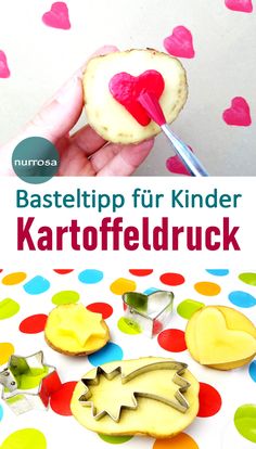 Kartoffeldruck – Kinder Basteltipps - eine einfache Anleitung für Kartoffeldruck mit Kindern - basteln - DIY - mein Familienblog nurrosa.com Kindergarten Projects, Au Pair, Toy Craft, Baby Party, Summer Activities, Diy Baby Stuff, Diy For Kids, Diy And Crafts, Christmas Diy