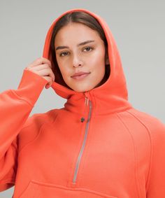 With an oversized fit and the soft, cozy fabric you love, this new half-zip Scuba silhouette keeps your post-practice comfort at peak levels. Designed for On the Move. An exaggerated fit that feels extra roomy:Not too short, not too long, just right around the waistband. Kangaroo pocket with hidden phone sleeve. Zipper garage keeps chafe in check. Elastic zipper pull doubles as an emergency hair tie. Thumbholes. 'Wash with like colours', 'Machine wash cold', 'Do not bleach', 'Tumble dry low', 'D Half Zip Hoodie, Women's Hoodies, Cozy Fabric, Too Short, Hair Tie, Outerwear Women, Half Zip, Hair Ties, Kangaroo Pocket