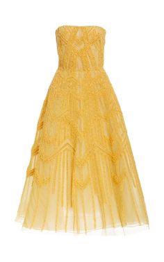 Tulle Midi Dress, Fairytale Dress, Fancy Dresses, Yellow Dress, Moda Operandi, Pretty Dresses, Elegant Dresses, Strapless Dress Formal