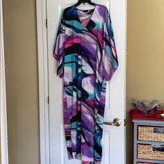 Natori Gorgeous Print Kaftan Maxi Dress Swim Cover Up Neverused Multicolor Long Maxi Dress For Daywear, Multicolor V-neck Kimono For Daywear, Kaftan Maxi Dress, Kaftan Dress, Swim Cover, Cover Up, Maxi Dress, Womens Dresses, Dresses