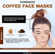 Coffee has the ability to increase the blood circulationwhich will provide you with a healthy skinHere we present a few coffee face masks that will Diy Facials, Honey Face Mask, Tumeric Face Mask, Face Scrub Homemade, Homemade Coffee