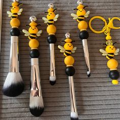 the makeup brushes are made to look like bees