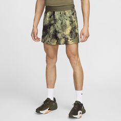 Built for running, training and yoga, these 5" camo shorts feature flexible fabric with reinforced seams that stand up to the grind of high-intensity exercises. The classic fit and breathable construction are built for movement. Nike Moisture-wicking Athletic Shorts For Outdoor, Nike Green Activewear For Outdoor, Nike Nylon Athletic Shorts For Outdoor, Nike Outdoor Activewear With Built-in Shorts, Nike Activewear For Outdoor With Built-in Shorts, Nike Go-dry Shorts For Outdoor Activities, Nike Go-dry Shorts For Outdoor, Nike Go-dry Outdoor Shorts, Nike Green Athletic Running Shorts