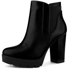 Perphy Women's Round Toe Lightly Padded Platform Block High Heels Chelsea Boots Black 6 : Target Ankle Chelsea Boots, Chelsea Boots Black, Block High Heels, Elastic Boots, Chelsea Boots Heel, Chelsea Rain Boots, Chunky Heel Ankle Boots, Western Ankle Boots, Buckle Ankle Boots