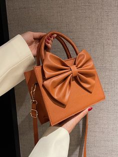 Brown Fashionable   PU Leather Plain Square Bag    Women Bags Korean Bags, Maquillage Yeux Cut Crease, Classy Purses, Modern Handbag, Stylish School Bags, Crochet Shoulder Bags, Trendy Purses, Luxury Bags Collection