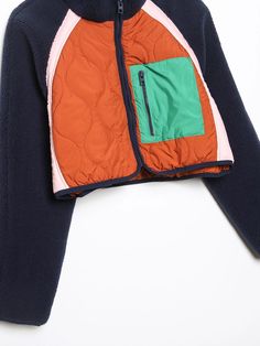 Details Patchwork Quilted Jacket Contrast-color stitching and patchwork Long sleeves Front zipper and green pocket. Semi-cropped and oversized. Fabric Composition Cotton & Fleece. Size Guide Size S: Bust 44'' Size M: Bust 45’’ Size L: Bust 47’' Green Color Block Long Sleeve Outerwear, Green Long Sleeve Color Block Outerwear, Nylon Fleece Jacket With Pockets, Green Cropped Jacket With Pockets, Long Sleeve Nylon Fleece Jacket With Pockets, Green Long Sleeve Cropped Jacket With Pockets, Nylon Fleece Jacket With Pockets And Long Sleeves, Fall Nylon Outerwear With Contrast Color, Green Color Block Nylon Outerwear