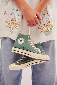 Chuck 70 Recycled Canvas Hi-Top Sneakers | Free People Recycled Canvas, Chuck 70, Hi Top, Boho Clothing, Boho Outfits, Aesthetic Clothes, Top Sneakers, Fashion Shoes, Recycling