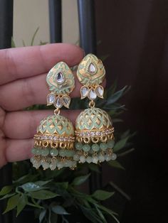 Meenakari Design Indo Western Earring Gorgeous kundan, pearls, meenakari contemprory earrings, light weight  Highest quality and craftsmanship,  Ready to ship from Edison NJ USA Please contact us any questions Luxury Green Meenakari Jhumkas, Turquoise Meenakari Temple Jewelry Earrings, Green Dangle Jhumkas For Festive Occasions, Bollywood Style Turquoise Earrings For Gift, Traditional Turquoise Earrings For Diwali, Green Meenakari Dangle Danglers, Turquoise Meenakari Earrings For Wedding, Traditional Turquoise Earrings With Latkans, Green Kundan Jhumkas Drop Earrings