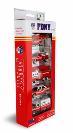 a red toy car display case with cars in it