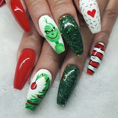 FREE SHIPPING ON ORDERS $9.95+ Buy 3 Get 1 More Free CODE: 4YOU Buy 5 Get 5 More Free CODE: 5FREE Grinch Tree Nails, The Grinch Nails Acrylic, Grinch Theme Nails, Grinch Acrylic Nails, Easy Grinch Nails, Grinch Themed Nails, Short Grinch Nails, Grinch Nails Designs Easy, Grinch Nails Acrylic