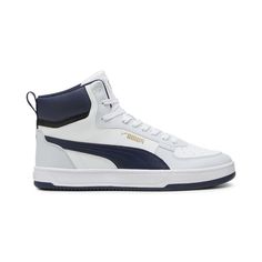 Model Name: Caven 2.0 Mid Model Number: 39229109 Material: Leather Color: Silver Mist Puma White Puma Navy Condition: New With Box Width: Medium (D, M) Puma Is The Leading Maker Of Sport And Lifestyle Shoes. Founded In 1948, Puma Is Committed To Comfort, Creativity, And The Environment. Padded Insoles Make This Brand Perfect For Extended Wear For Everyone, From Athletes Running A Marathon To Moms Walking Their Children Home From School. Rest Assured That With Puma You Will Get All The Perks Of A Outdoor High-top Sneakers With Puma Logo, Puma Lace-up High-top Sneakers For Sports, Puma High-top Lace-up Sneakers For Sports, High-top Puma Sneakers For Outdoor, Puma High-top Synthetic Sneakers, Puma Logo High-top Lace-up Sneakers For Sports, Outdoor High-top Puma Sneakers, Puma Basketball Shoes With Round Toe, Modern High-top Puma Sneakers