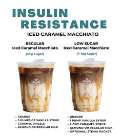 the instructions for how to make iced caramel macchiato