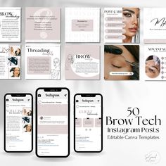 Take your brow tech business to the next level with our Brow Tech Instagram Templates. Our templates are specifically designed for eyebrow technicians. These templates make it easy to showcase your work and attract new clients on Instagram. Our templates include designs for eyebrow lamination, microblading, and brow tinting posts, making it perfect to feature your full range of services. With our templates, you'll have a variety of designs to choose from that are fully customizable to suit your Brow Tech, Eyebrow Lamination, Instagram Brows, Brow Tint, Tech Business, Brow Artist, Beauty Salon Decor, Brow Tinting, Brow Lamination