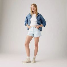 80s Mom Women's Shorts - Light Wash | Levi's® US Retro Denim Jean Shorts For Spring, Levi's Casual Relaxed Fit Jean Shorts, Levi's Relaxed Fit Casual Jean Shorts, Retro Medium Wash Shorts For Spring, Medium Wash Retro Shorts For Spring, Levi's Straight Leg Cotton Jean Shorts, Retro Mid-rise Shorts For Spring, Trendy Relaxed Fit Jean Shorts For Spring, Trendy Levi's Straight Leg Jean Shorts