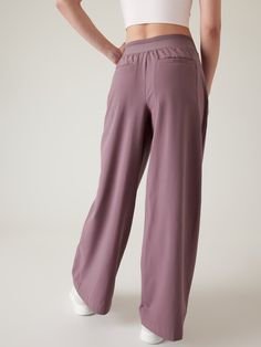 Brooklyn Heights Wide Leg Pant | Athleta Spring Travel Pants With Elastic Waistband, Versatile Bottoms With Pockets In Recycled Polyester, Wide Leg Bottoms With Functional Pockets For Work, Wide Leg Work Bottoms With Functional Pockets, Versatile Recycled Polyester Bottoms With Pockets, Casual Recycled Polyester Pants, Versatile Solid Bottoms For Travel, Versatile Solid Color Bottoms For Travel, Versatile Travel Pants With Functional Pockets