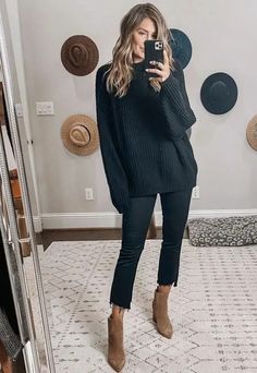 Weekend Mode, Looks Pinterest, Chique Outfits, Black Sweater, Looks Style, Work Attire