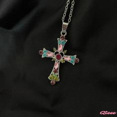 Qteee - Exquisite Diamante Gothic Cross Necklace with Lock Chain Gothic Cross Necklace, Necklace With Diamond, Gothic Cross, Gothic Crosses, Collar Chain, Lock Style, Diamond Cross Pendants, Diamond Cross, Cross Pendant Necklace