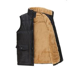 Men Quilted Vest Waistcoat Gilet Top Fleece Lined Outdoor Warm Thermal Pockets | eBay Brown Winter Outerwear For Outdoor Activities, Khaki Fleece Jacket With Pockets For Winter, Khaki Fleece Jacket For Winter, Casual Fleece Jacket With Side Pockets For Winter, Casual Winter Fleece Jacket With Side Pockets, Khaki Fleece Jacket For Cold Weather, Khaki Fleece Jacket For Cold Winter Weather, Solid Winter Fleece Jacket With Fleece Lining, Winter Solid Color Fleece Jacket With Fleece Lining