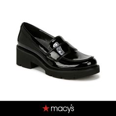 in stock Black Synthetic Platform Loafers With Lug Sole, Spring Black Synthetic Platform Loafers, Black Synthetic Platform Loafers For Spring, Black Loafers With Cushioned Footbed For Spring, Black Oxfords With Branded Insole For Fall, Black Cushioned Loafers For Spring, Black Synthetic Loafers With Lug Sole, Elegant Synthetic Platform Loafers With Round Toe, Formal Synthetic Loafers With Lug Sole