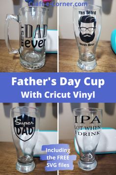 father's day cup with cricut vinyl - includes the free svg files