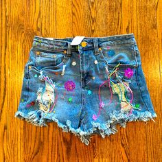 Almost Famous Size 5 Women’s Custom Jean Shorts. Never Worn Nwt. From The Wynwood District Store In Miami Custom Jean Shorts, Custom Jean, Pink Polka Dot Dress, Custom Jeans, Y2k Shorts, Famous Black, Ripped Shorts, Acid Wash Denim, Mid Rise Shorts