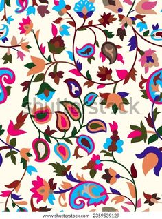 an abstract floral pattern with leaves and flowers