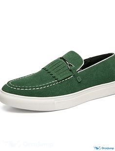 OrcaJump - Mens Suede Loafers and Slip-On Shoes - Casual British Style for Fall/Spring in Green, Gray, and Brown Casual Suede Tassel Loafers With Rubber Sole, Green Slip-on Loafers, Green Canvas Shoes With Rubber Sole And Flat Heel, Green Canvas Shoes With Rubber Sole, Green Canvas Shoes With Flat Rubber Sole, Green Slip-on Loafers With Rubber Sole, Casual Suede Tassel Loafers With Round Toe, Green Slip-on Loafers With Round Toe, Casual Green Loafers With Round Toe