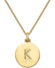 kate spade new york 17" 12k Gold-Plated Initials Pendant Necklace Initials Pendant, Necklace Initial, Initial Pendant Necklace, Disc Pendant, Disc Necklace, Necklace Fashion, Initial Pendant, Gold Plated Necklace, Natural Ruby