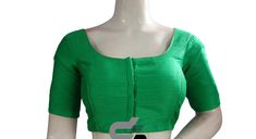 Green Color Saree Blouse, Semi Silk Readymade Blouse, Indian Choli Top  USA * Made Of High-quality Semi Silk, Lined With Crepe Silk * Opens From Front With Hook And Eye Fitting Size :  34,36,38 Sleeve: 10 Inch Blouse Length: 15 Inch  Neck Depth: Front Neck - 8 Inches/ Back Neck - 11 Inches  Padded: Yes (Pads can be removed if needed.)  FREE STANDARD DELIVERY: Order Will be shipped through INDIA POST Delivery time will be 7 to 15 working days. Indian Choli, Saree Bluse, Green Color Saree, Blouse Indian, Color Plain, Readymade Saree, Saree Blouses, Blouse Neck, Indian Blouse