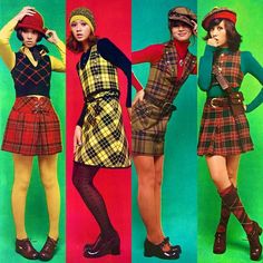 60s Outfits, 60s 70s Fashion, Fashion 70s, 70s Inspired Fashion, 70s Outfits, 70’s Fashion, 1960s Fashion, Plaid Fashion