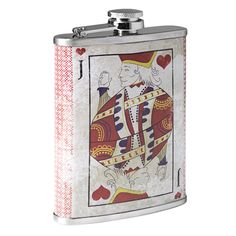 a flask with an ace playing card on it