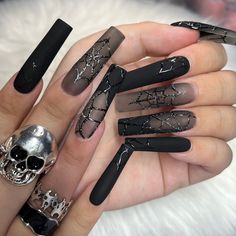 "Transform your nails into works of art with these #HalloweenNailDesigns that are sure to impress. Whether you're going for a classic black and orange look or something more unique, these #HalloweenNailIdeas have got you covered. 🕷️🕸️ #NailsofInstagram #HalloweenBeauty #NailAddict #HalloweenNailArt #HalloweenNailGoals #HalloweenNailInspo #NailEnvy #HalloweenNailGame #NailSwag #HalloweenNailGoals Ongles Goth, Black Halloween Nails, Halloween Acrylic Nails, Cute Halloween Nails, Black Acrylic Nails, Punk Nails, Stylish Nails Designs