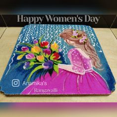 a woman's day card with flowers on it