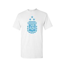 Argentina Cotton T-Shirt Messi Logo. Various Colors Are Available. Please Let Me Know The Color With A Message In Your Order Thanks White Crew Neck Shirt Fan Apparel, White Crew Neck Shirt For Fans, Blue T-shirt With Letter Print For Fans, Blue Letter Print T-shirt For Fan Gear, White Screen Print Tops For Fan Merchandise, White Screen Print Shirt For Fan Merchandise, White Short Sleeve Fan Merchandise Shirt, White Short Sleeve Fan Apparel Tops, White Cotton T-shirt For Fan Merchandise