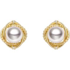 Stunning Akoya Pearl & Gold Diamond Knot Stud Earrings 18K solid yellow gold Akoya saltwater cultured pearl Pearl size: 6.5-7.0mm each, 2pcs; South Africa diamonds Weight of diamonds: 4 diamonds, around 0.02 carat in total Handpicked of every pearl, only top 1% of pearls are selected Handcrafted Sold as a pair Lifetime warranty