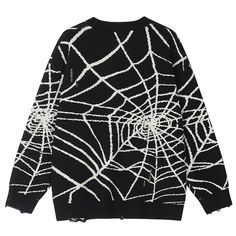 Eye-Catching Holiday Style: Get ready for the upcoming holidays with our eye-catching Trendy Spider Web Sweater. Its striking design features a bold spider web pattern and unique distressed accents, creating a highly individual fashion statement that's perfect for young trendsetters. Premium Blend Material: For an exceptional tactile experience, we've chosen the finest blend of materials - 50% viscose, 25% nylon, and 25% PBT. This soft, blended fabric ensures an excellent touch. Design and Detai Spider Web Sweater, Spider Web Pattern, Warm Knit Sweater, Ripped Sweater, Web Pattern, Sweatshirt Jean Jacket, Web Patterns, Women Cargo Pants, Jacquard Sweater