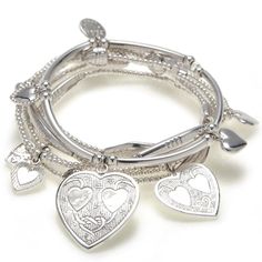 Good Charma Sterling Silver Love 6 Bracelet Set Bracelet Set Silver, Ball Bracelet, Stretch Bands, Protection Bracelet, Band Bracelet, Love Bracelets, Heart Charm Bracelet, Bracelet Stack, Sterling Silver Charm