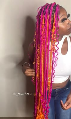 Braided Hairstyles Colored Hair, Half And Half Hair Color Braids, Hairstyles With Color Braids, Split Color Braids, Light Blue Box Braids, Pink Braided Hairstyles, Colorful Braids For Black Women, Colorful Box Braids, Saturn In Aquarius